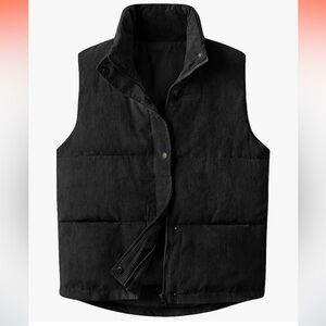 NEW Womens Corduroy Puffer Vest Stand Collar Zip Snap Button
Sleeveless